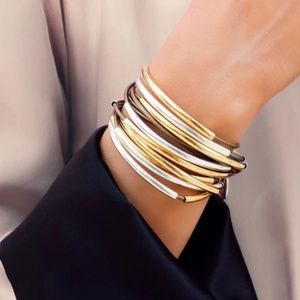 Lizzy James Metallic Teal Classic 4 Strand Gold & Silver Wrap Bracelet